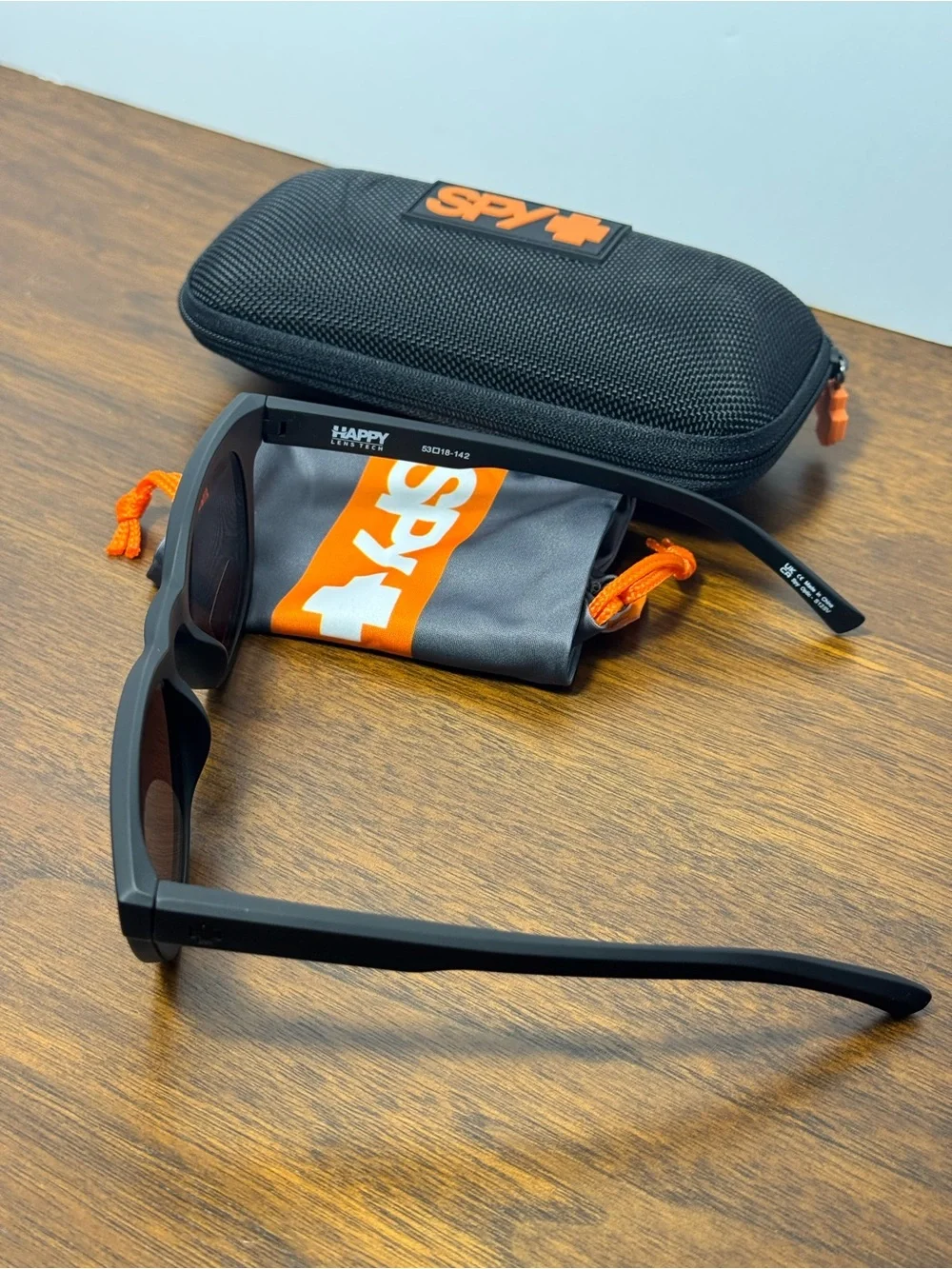 SPY+ Cedros Happy Lens Tech Matte Black Sunglasses w/ Case & Pouch